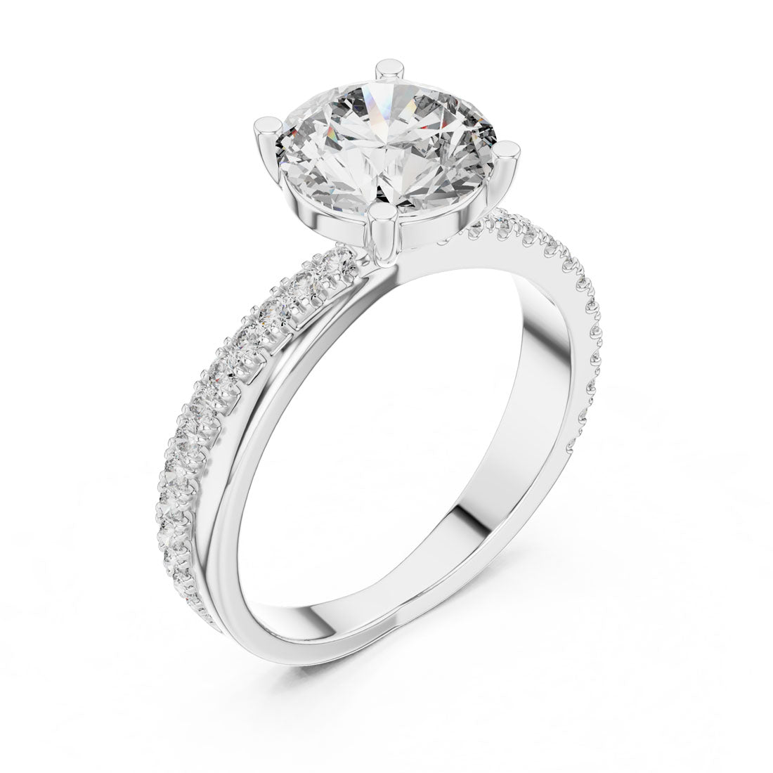 2.41 Ct. Round Cut Engagement Ring with Pavé Diamond Band (425) 6