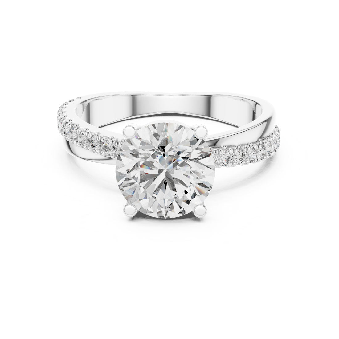2.41 Ct. Round Cut Engagement Ring with Pavé Diamond Band (425) 5