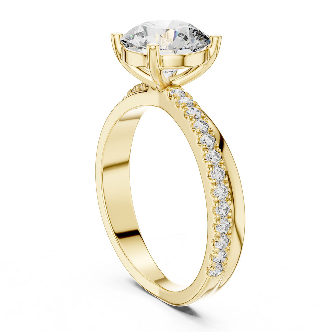 2.41 Ct. Round Cut Engagement Ring with Pavé Diamond Band (425) 3