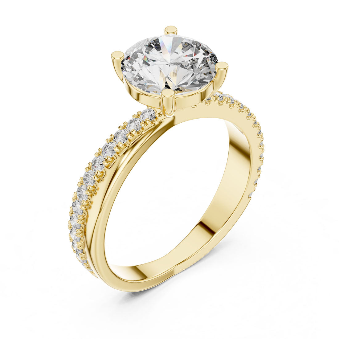 2.41 Ct. Round Cut Engagement Ring with Pavé Diamond Band (425)
