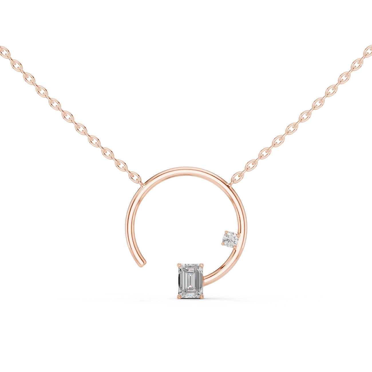1.00 Ct. Emerald-Cut Diamond Circle Pendant Necklace (42#360008N) 8