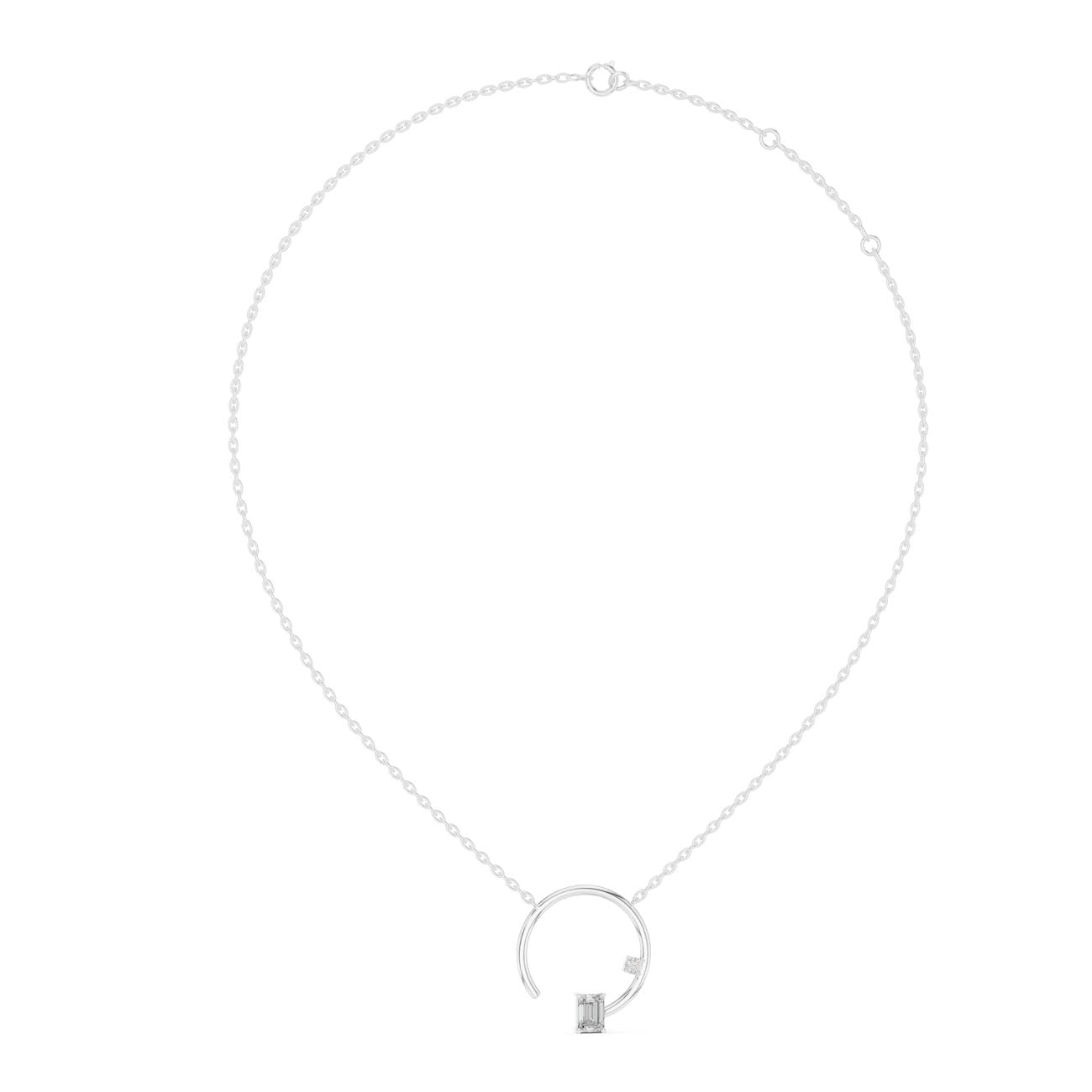 1.00 Ct. Emerald-Cut Diamond Circle Pendant Necklace (42#360008N) 13