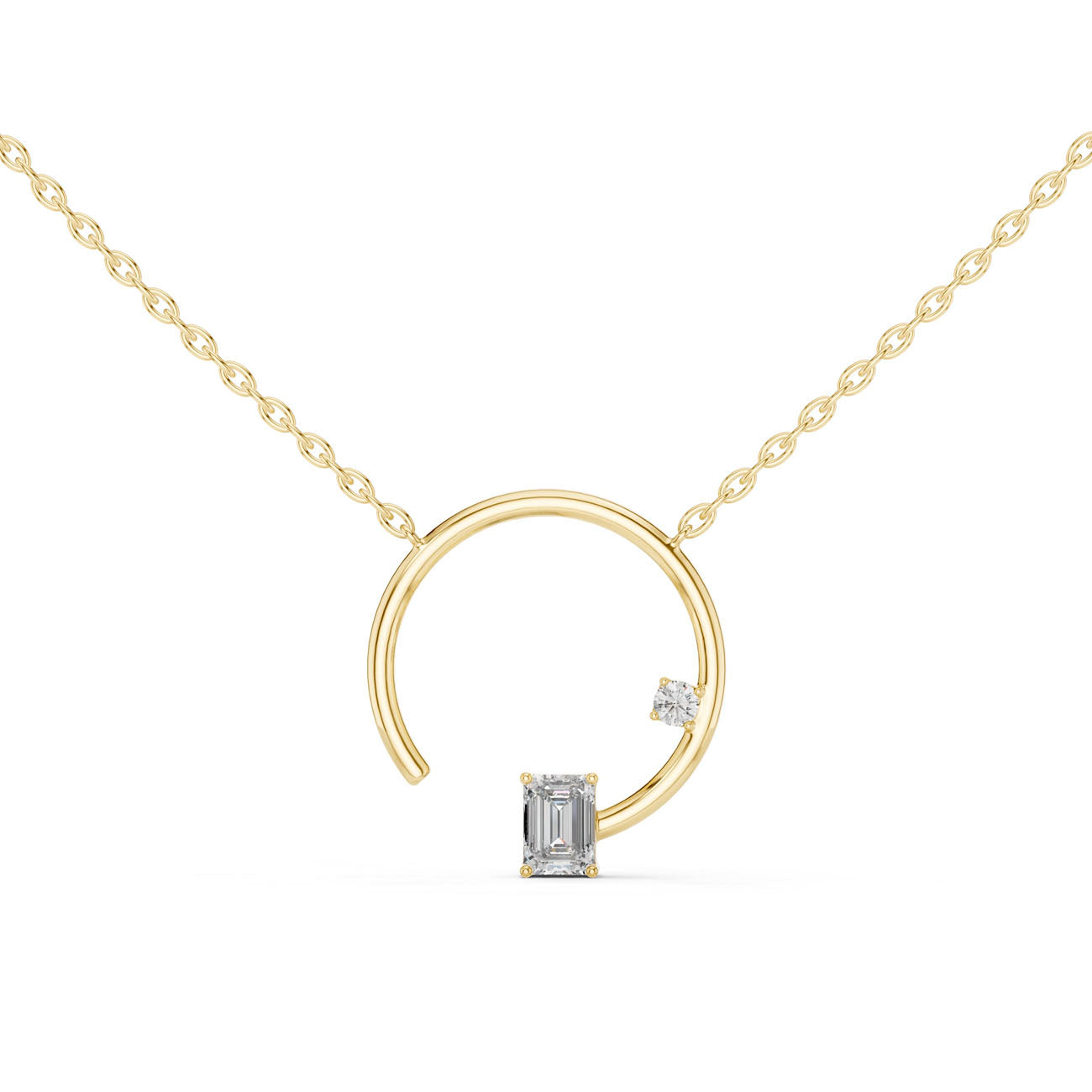 1.00 Ct. Emerald-Cut Diamond Circle Pendant Necklace (42#360008N) 4