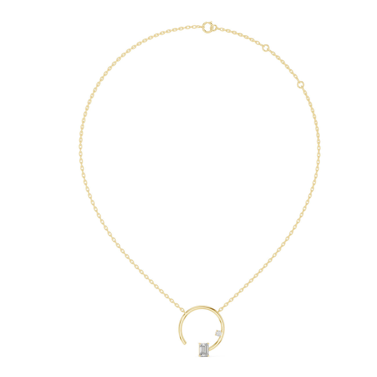 1.00 Ct. Emerald-Cut Diamond Circle Pendant Necklace (42#360008N) 3