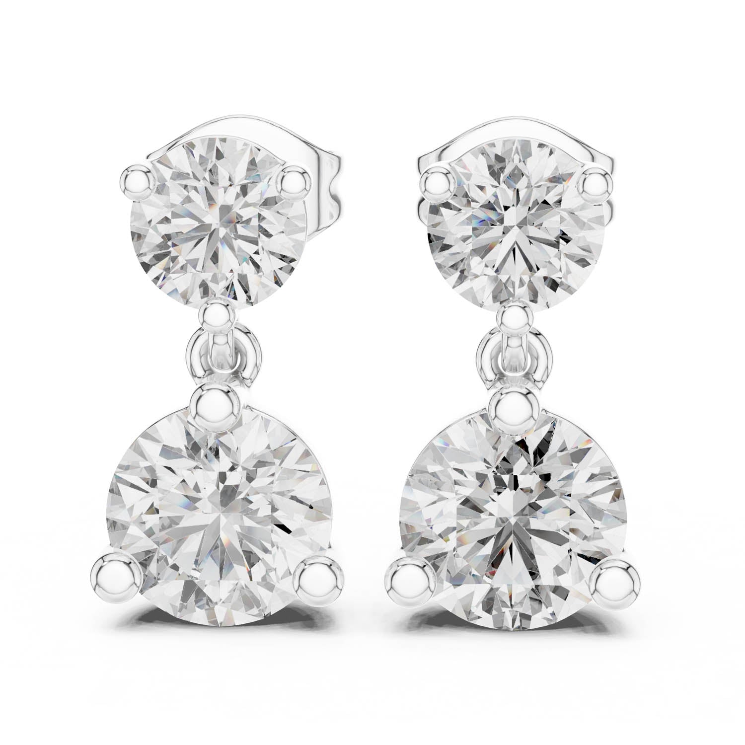 3.00 Ct. Round Diamond Drop Earrings with Round Diamond Accents (430)