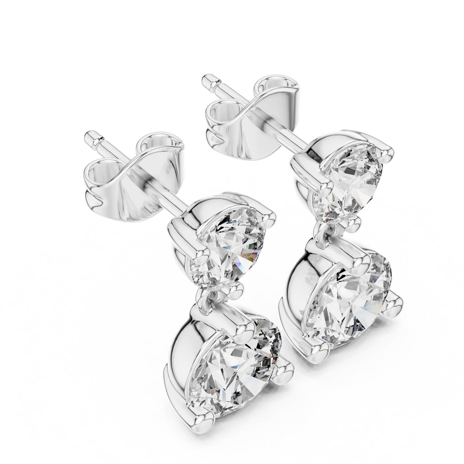 3.00 Ct. Round Diamond Drop Earrings with Round Diamond Accents (430)