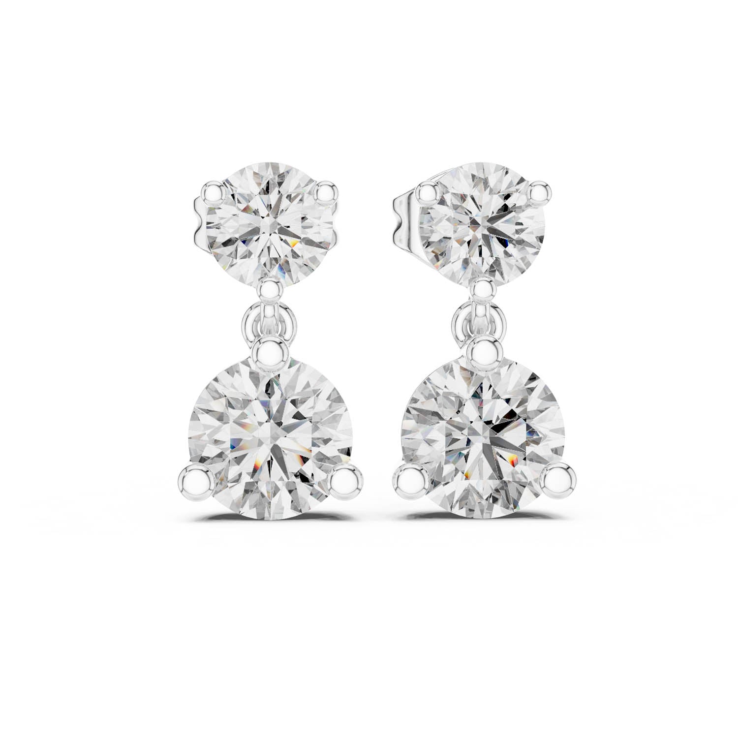 3.00 Ct. Round Diamond Drop Earrings with Round Diamond Accents (430) 4