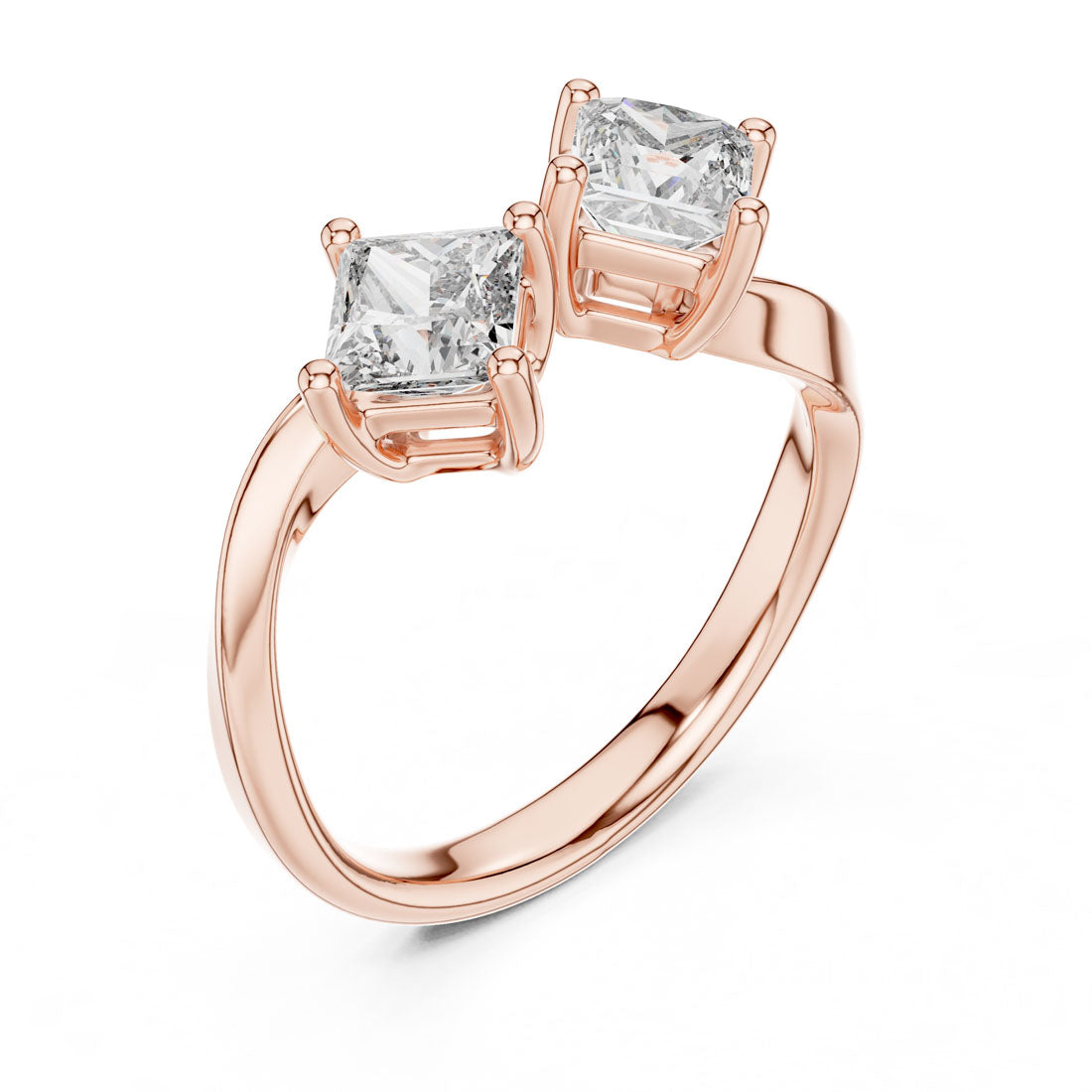 .90 Ct. Two-Stone Princess Cut Diamond Bypass Ring (463) 8