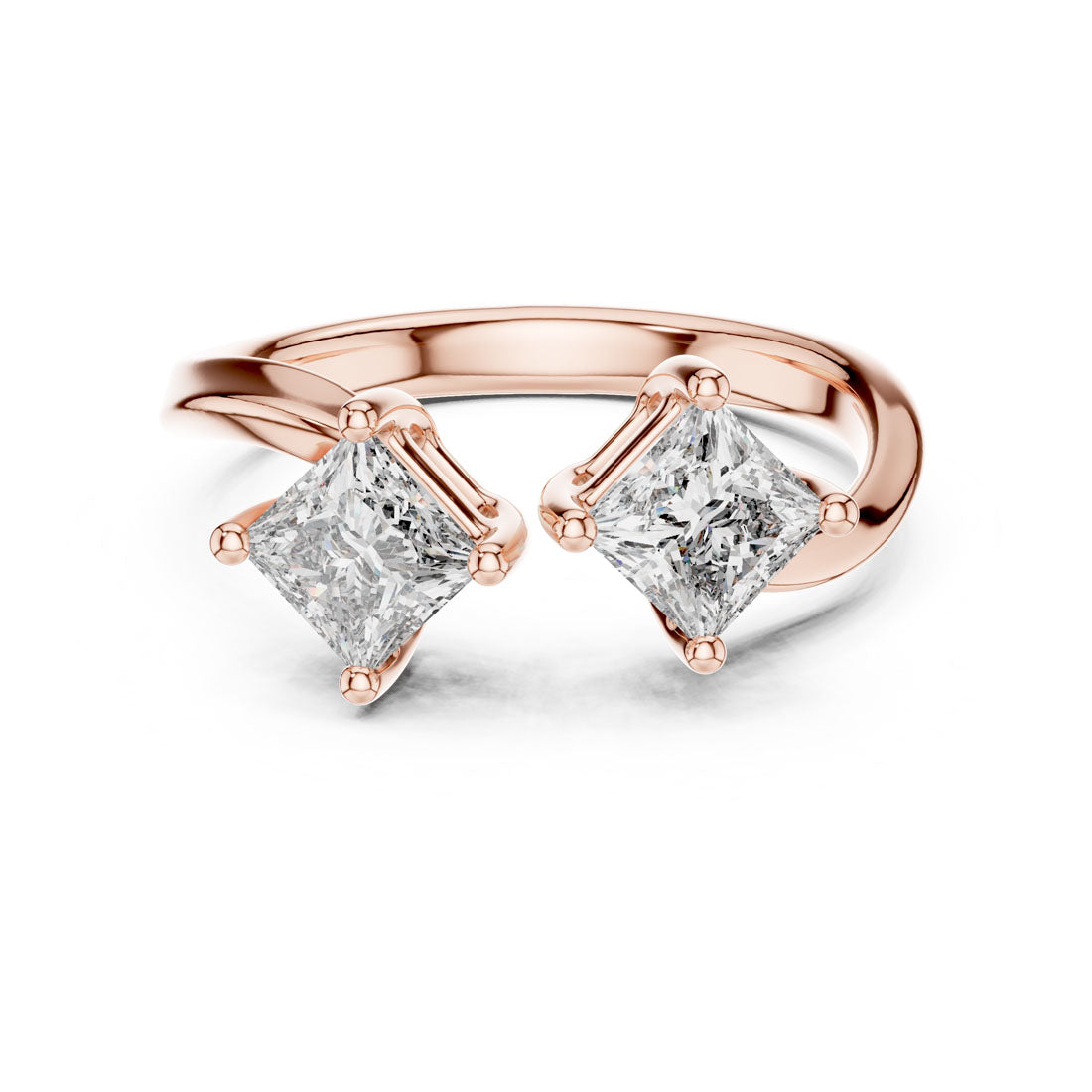 .90 Ct. Two-Stone Princess Cut Diamond Bypass Ring (463)