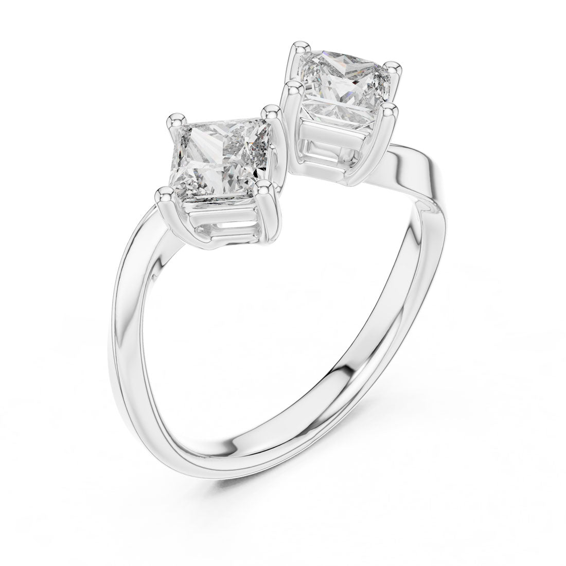 .90 Ct. Two-Stone Princess Cut Diamond Bypass Ring (463) 6