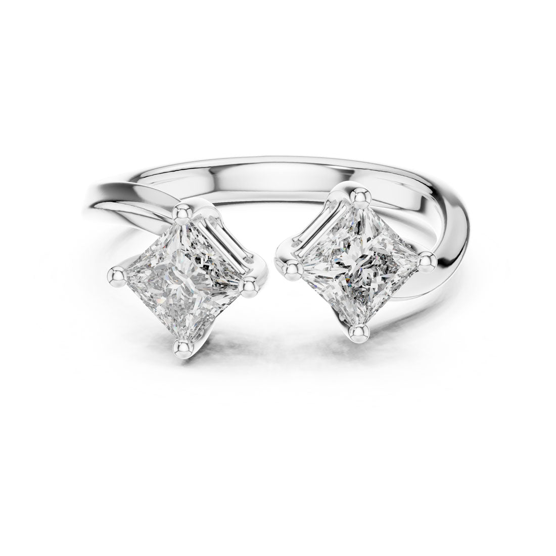 .90 Ct. Two-Stone Princess Cut Diamond Bypass Ring (463) 5