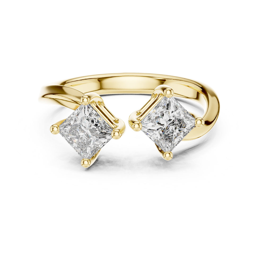 .90 Ct. Two-Stone Princess Cut Diamond Bypass Ring (463) 7