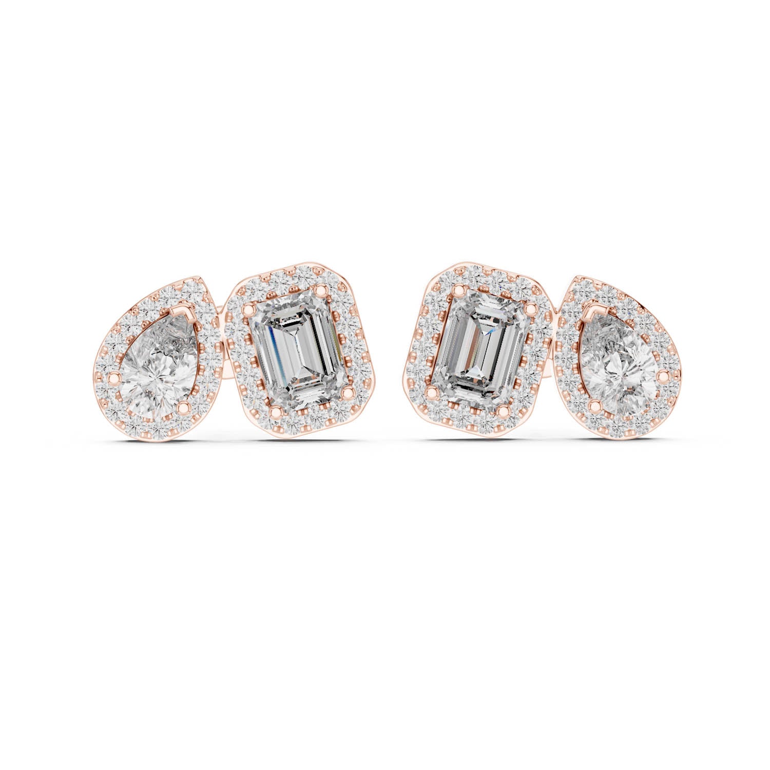 3.91 Ct. Emerald and Pear Diamond Halo Earrings (484)