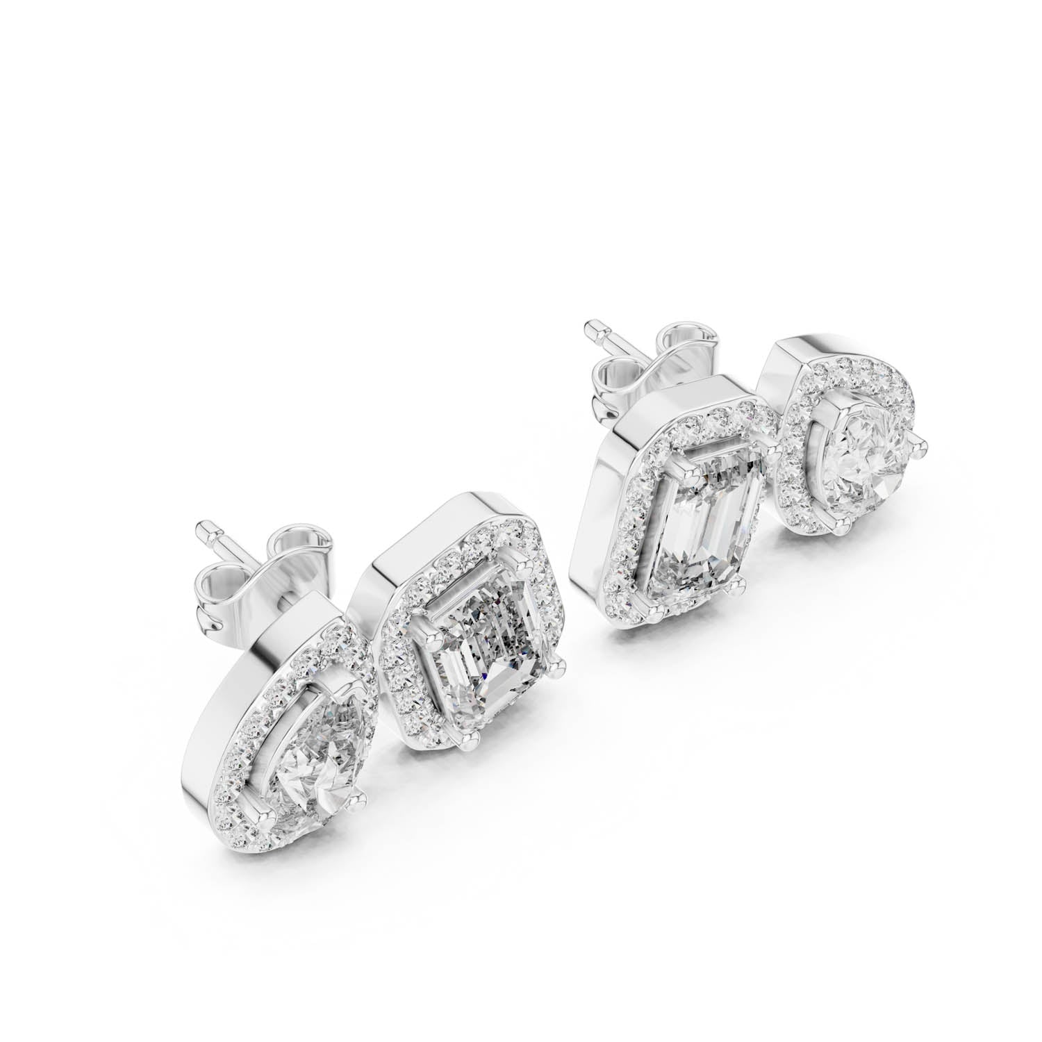 3.91 Ct. Emerald and Pear Diamond Halo Earrings (484) 5