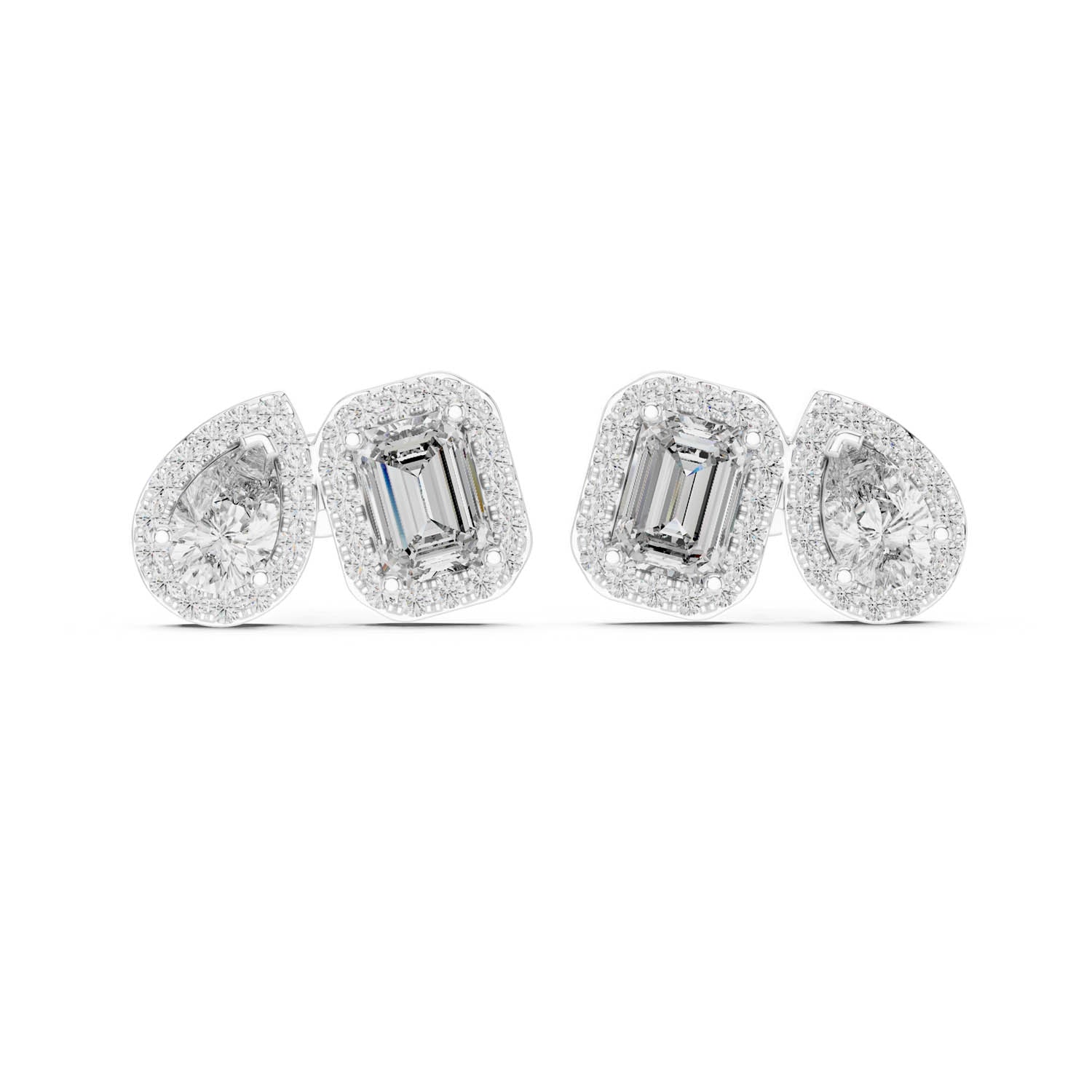 3.91 Ct. Emerald and Pear Diamond Halo Earrings (484)
