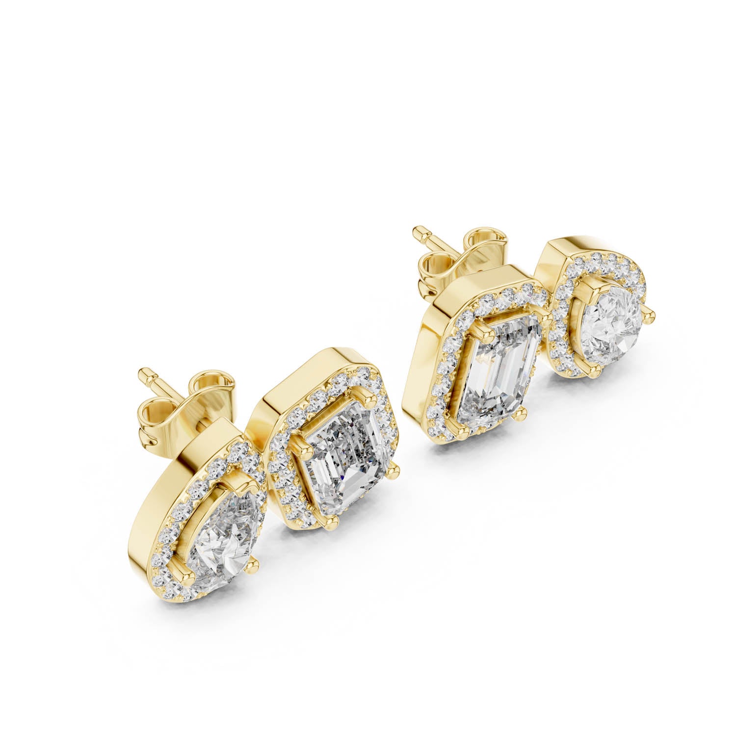 3.91 Ct. Emerald and Pear Diamond Halo Earrings (484) 7