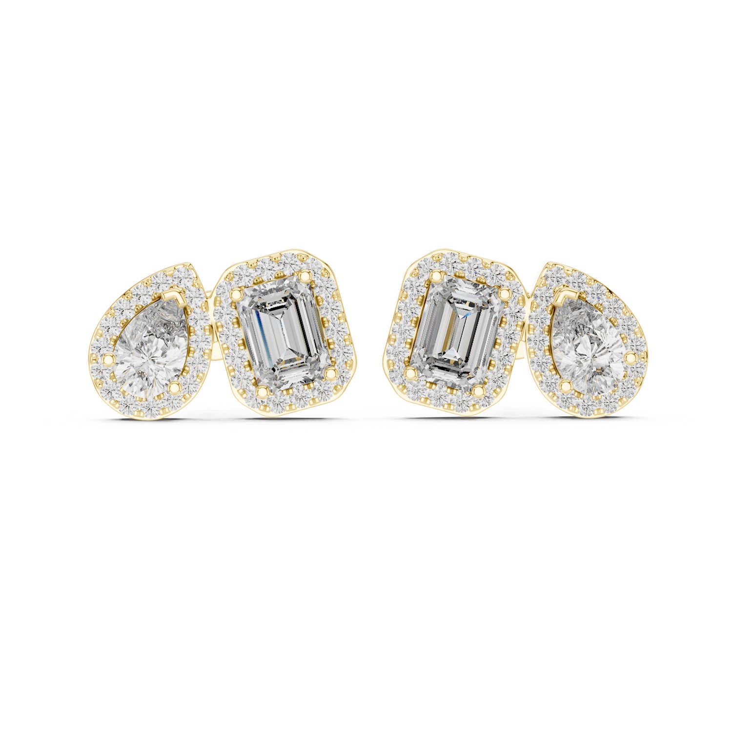 3.91 Ct. Emerald and Pear Diamond Halo Earrings (484) 9