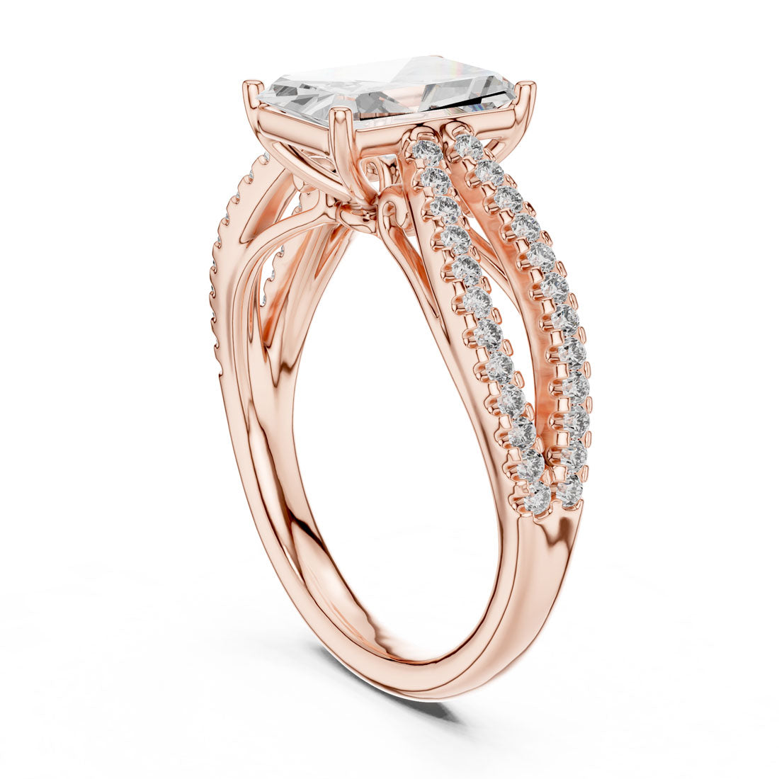 2.41 Ct. Emerald Cut Diamond Pavé Split Shank Ring (704) 12