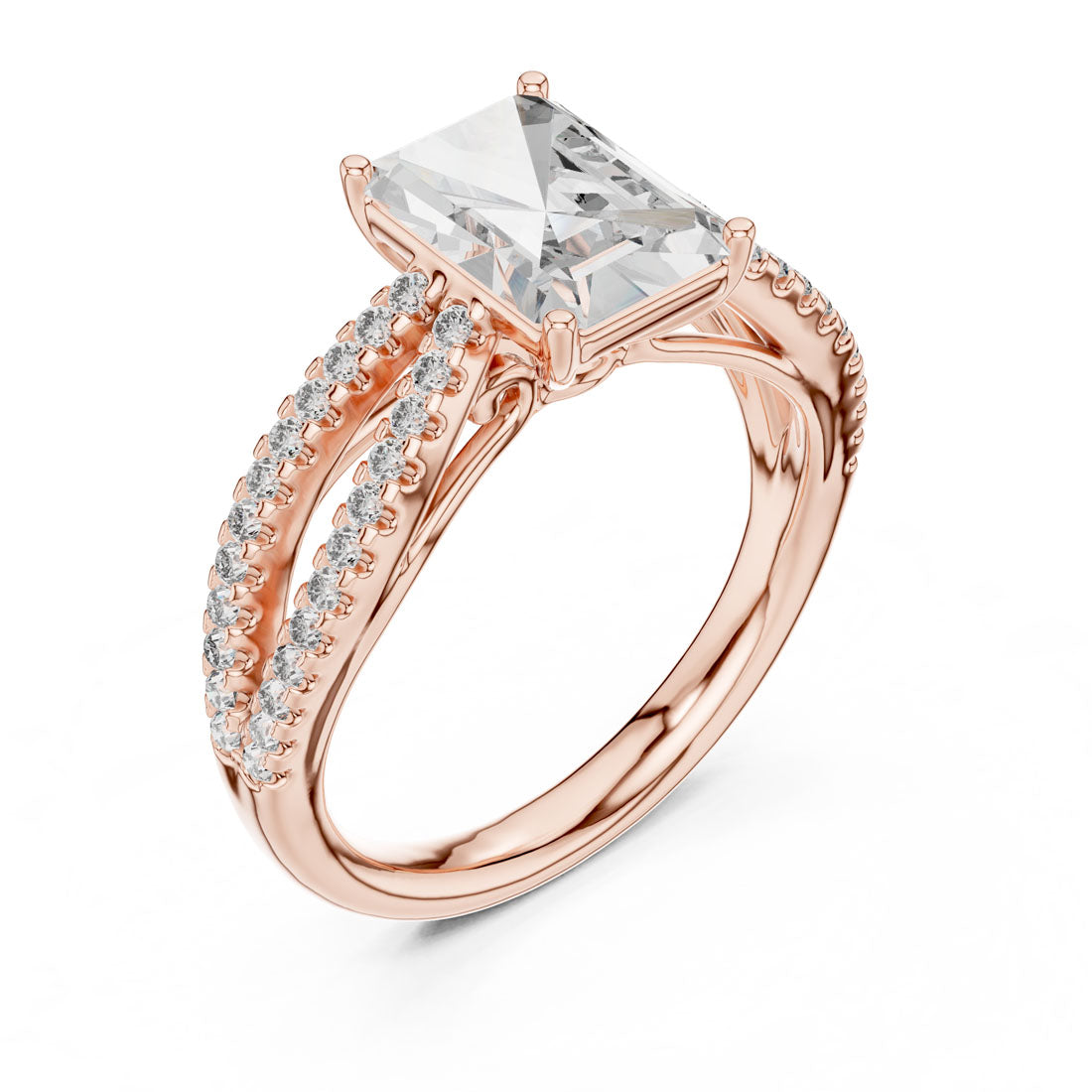 2.41 Ct. Emerald Cut Diamond Pavé Split Shank Ring (704) 9