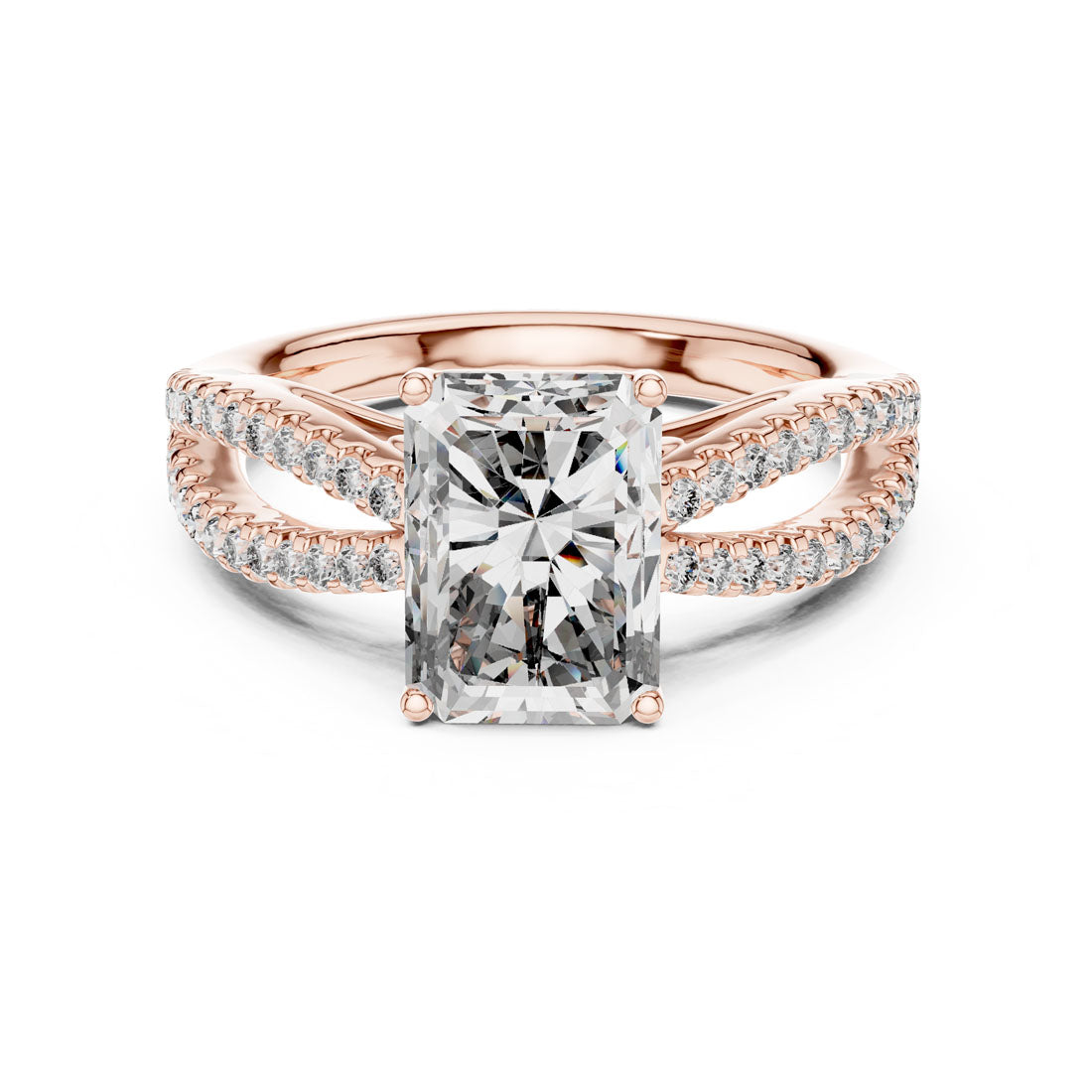 2.41 Ct. Emerald Cut Diamond Pavé Split Shank Ring (704) 7