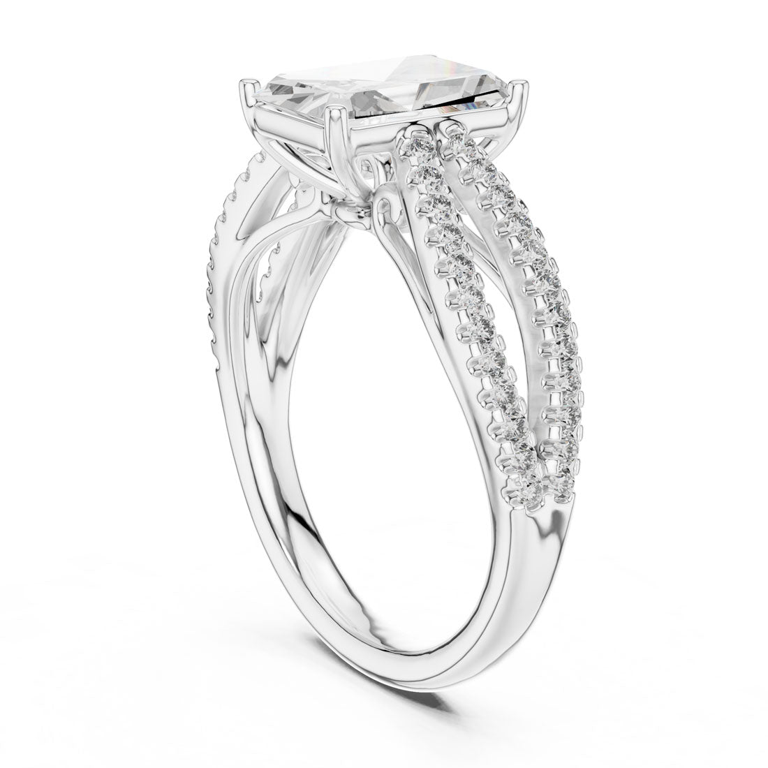 2.41 Ct. Emerald Cut Diamond Pavé Split Shank Ring (704) 11