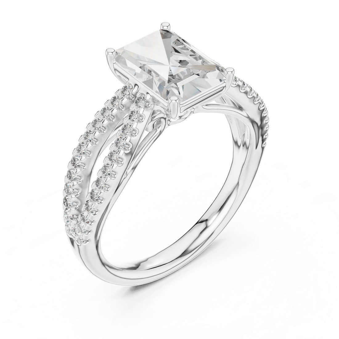 2.41 Ct. Emerald Cut Diamond Pavé Split Shank Ring (704) 6