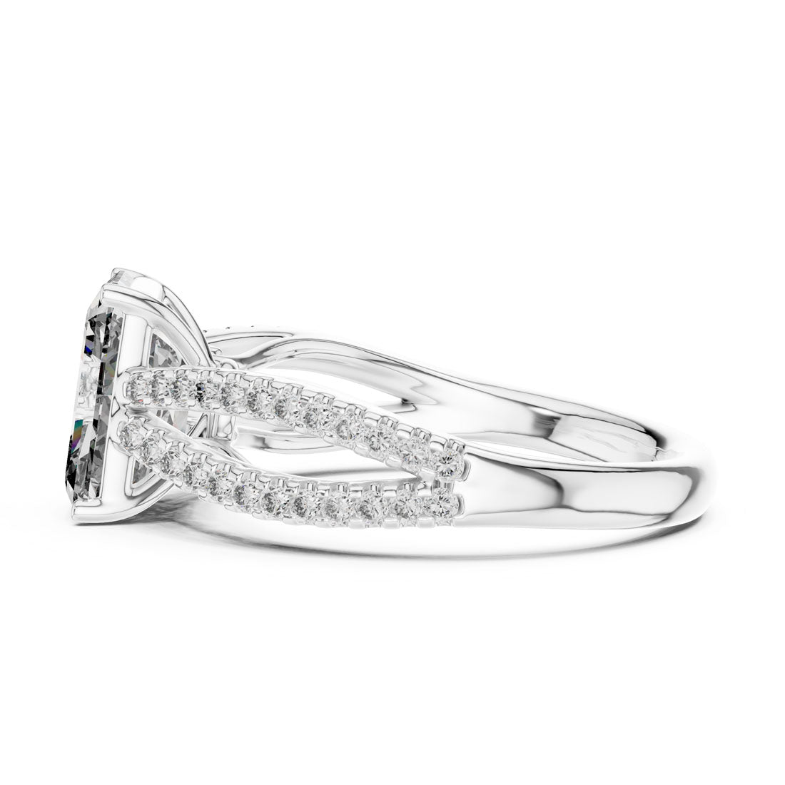 2.41 Ct. Emerald Cut Diamond Pavé Split Shank Ring (704) 10