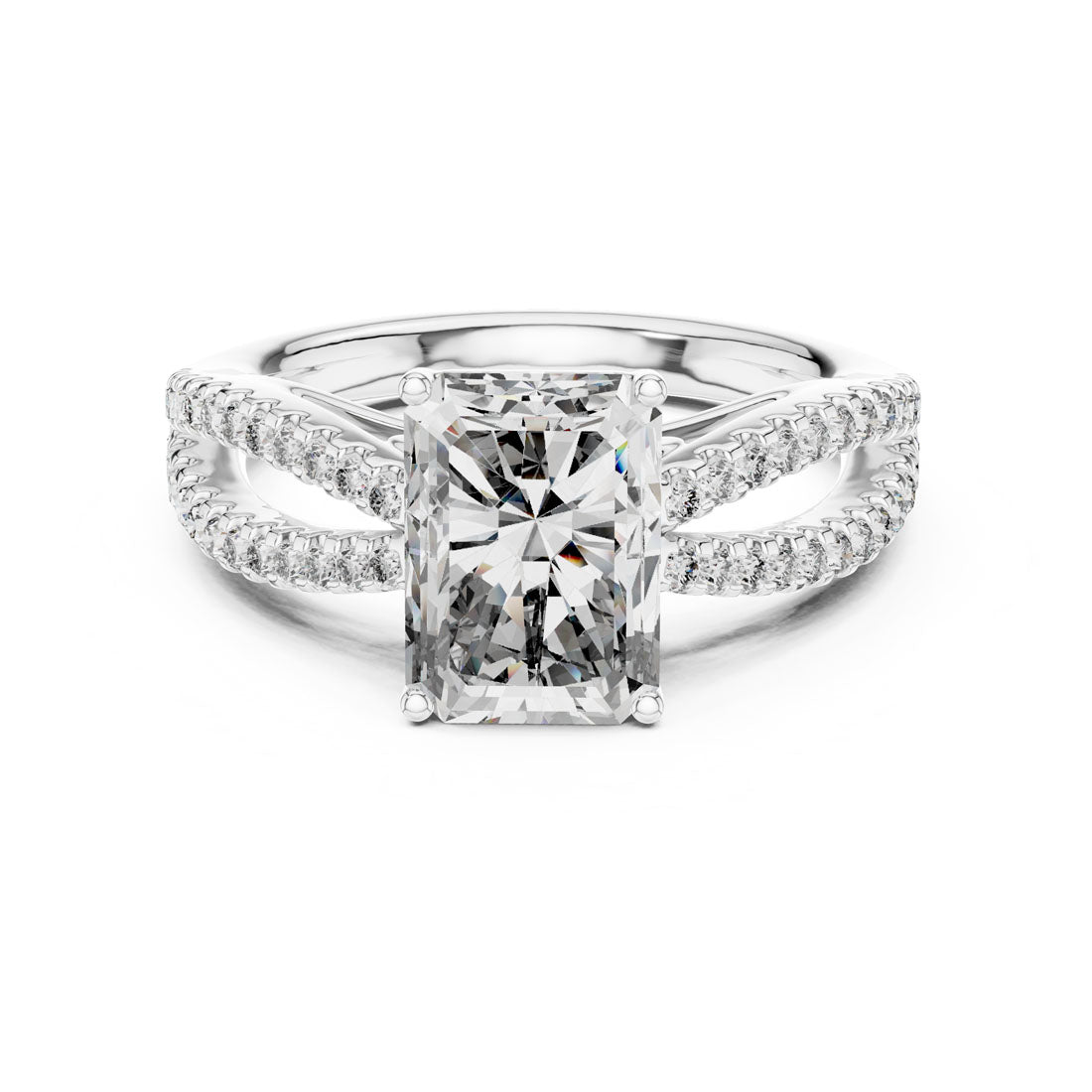 2.41 Ct. Emerald Cut Diamond Pavé Split Shank Ring (704)