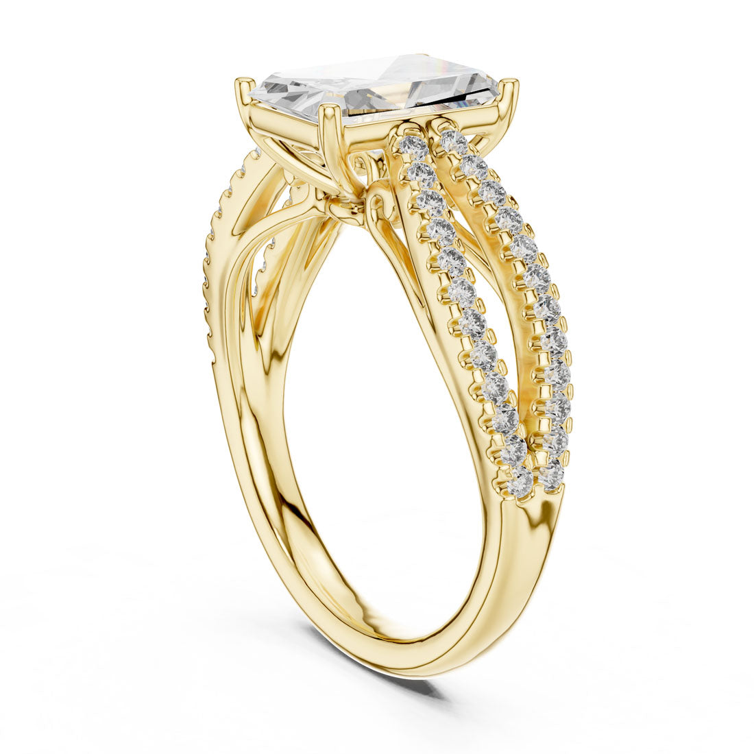 2.41 Ct. Emerald Cut Diamond Pavé Split Shank Ring (704) 4