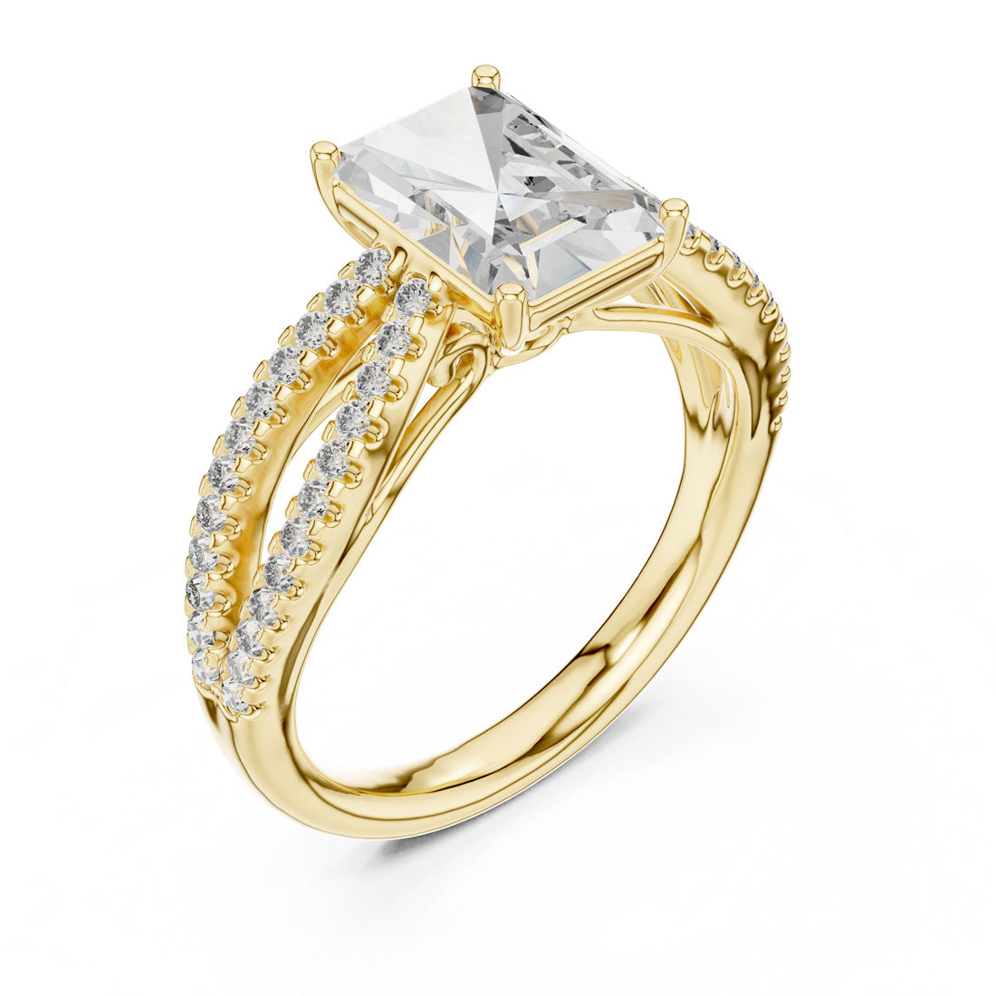 2.41 Ct. Emerald Cut Diamond Pavé Split Shank Ring (704)