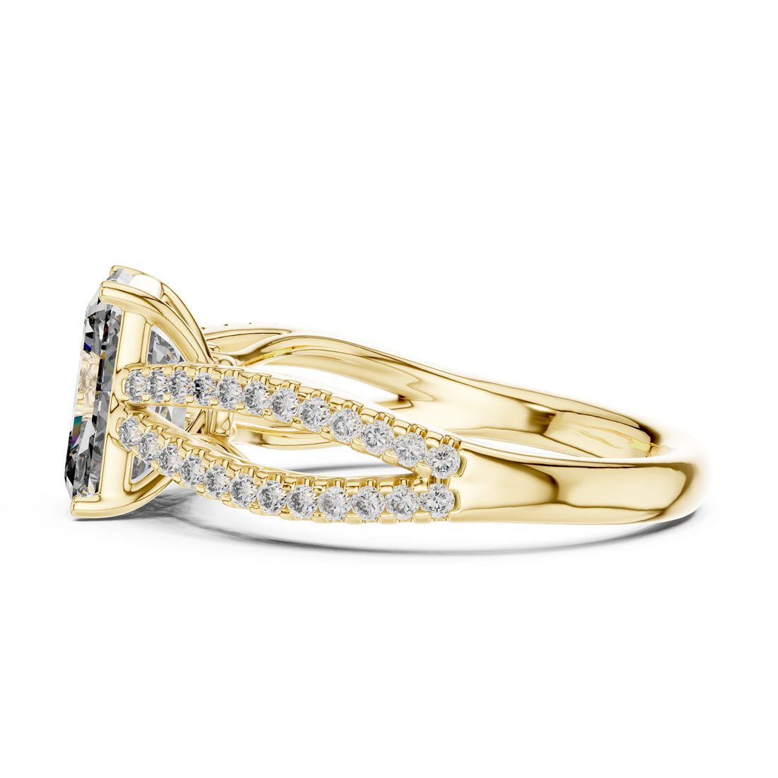 2.41 Ct. Emerald Cut Diamond Pavé Split Shank Ring (704) 3
