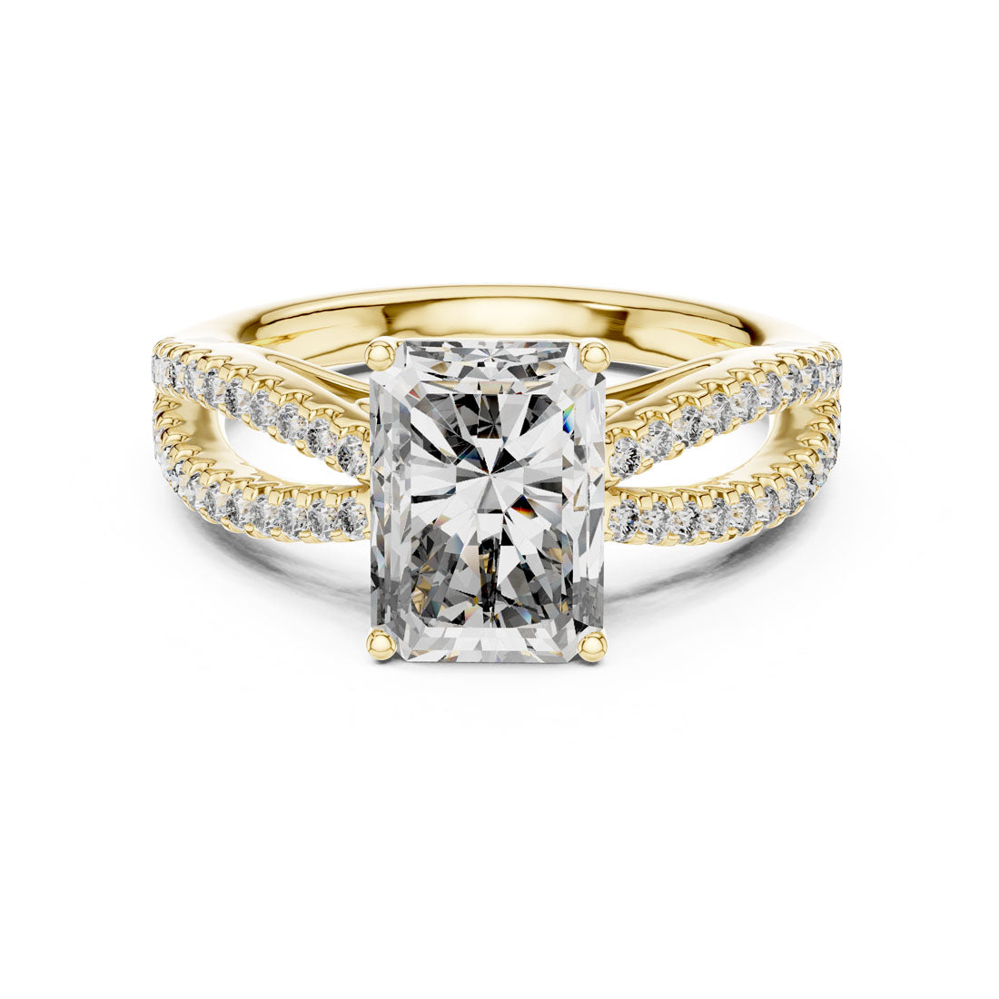 2.41 Ct. Emerald Cut Diamond Pavé Split Shank Ring (704) 5