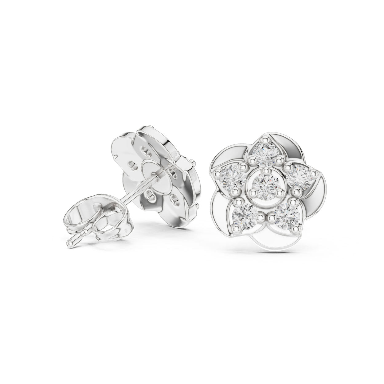 .55 Ct. Round Diamond Floral Cluster Earrings (9#10005E) 9