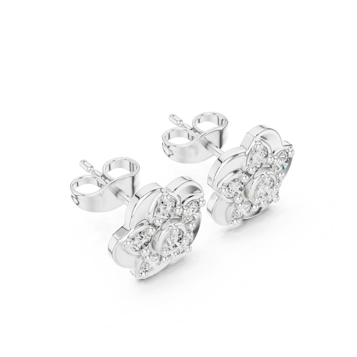 .55 Ct. Round Diamond Floral Cluster Earrings (9#10005E) 6