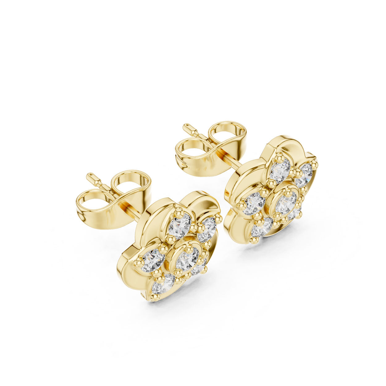 .55 Ct. Round Diamond Floral Cluster Earrings (9#10005E)