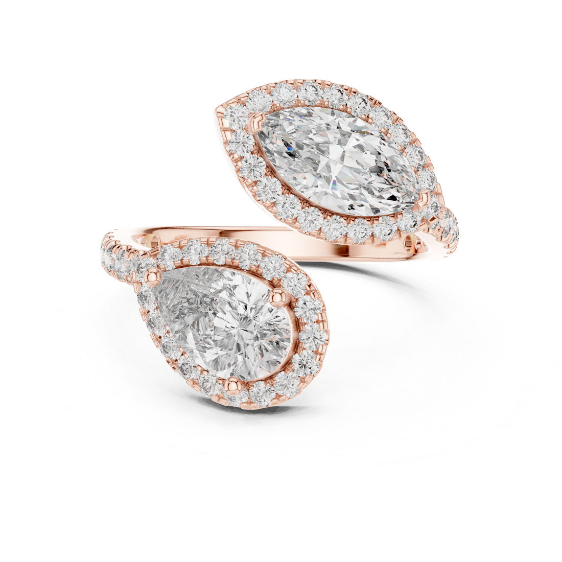 2.63 Ct. Toi et Moi Diamond Ring with Marquise and Pear Cut Diamonds (9#10007L_14)
