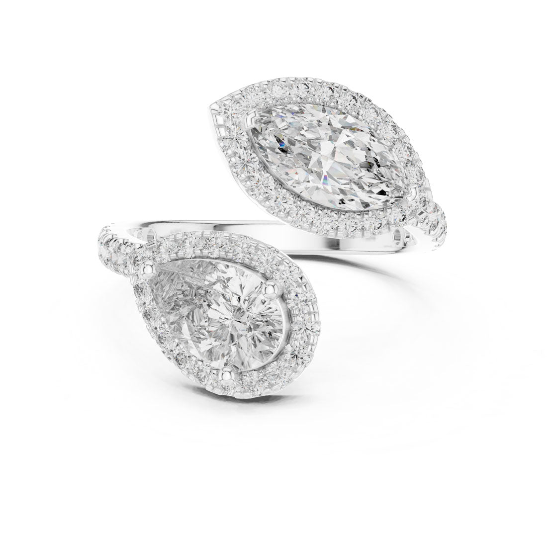 2.63 Ct. Toi et Moi Diamond Ring with Marquise and Pear Cut Diamonds (9#10007L_14) 7