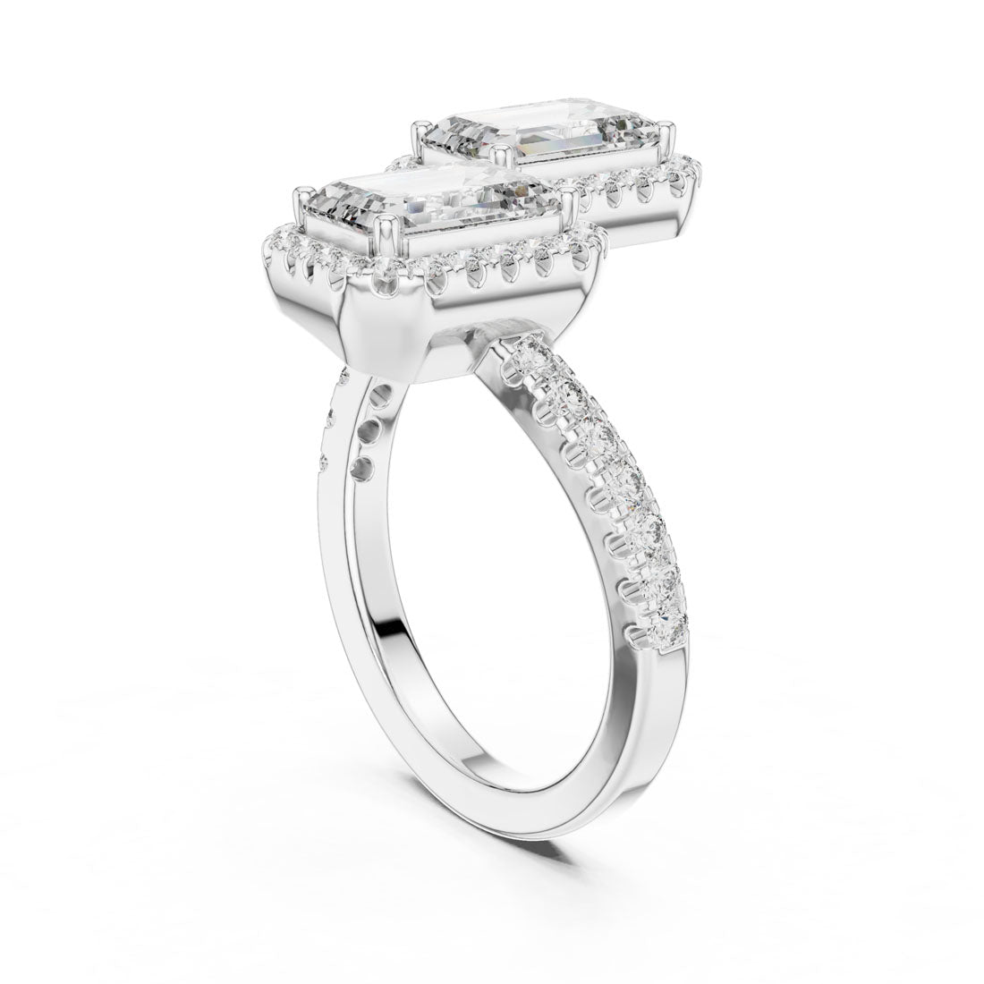 2.40 Ct. Emerald Cut Toi et Moi Diamond Ring (9#10008L_15) 10