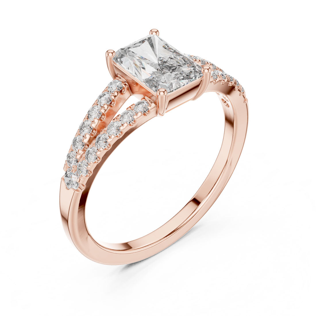 1.29 Ct. Radiant Cut Split Shank Diamond Ring (9#10009L_21) 6