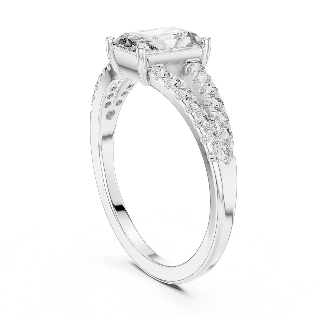 1.29 Ct. Radiant Cut Split Shank Diamond Ring (9#10009L_21) 10