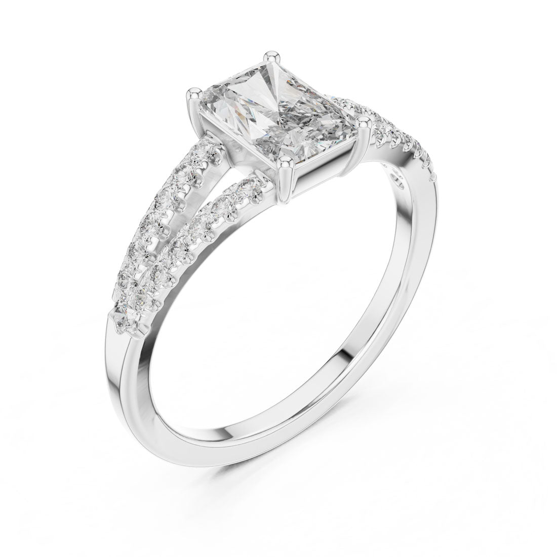 1.29 Ct. Radiant Cut Split Shank Diamond Ring (9#10009L_21) 8