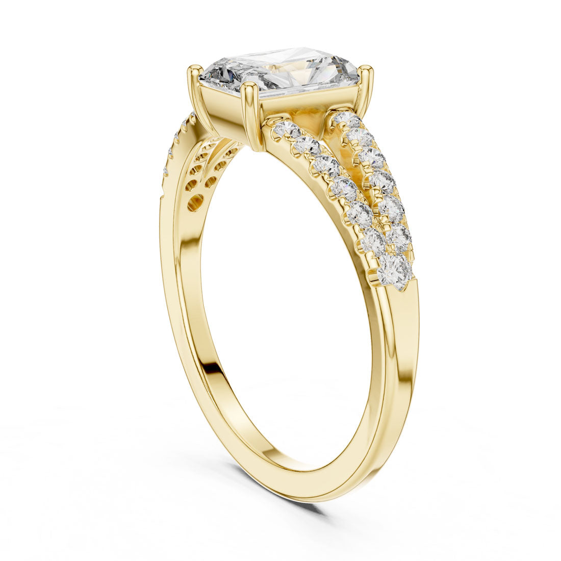 1.29 Ct. Radiant Cut Split Shank Diamond Ring (9#10009L_21) 3
