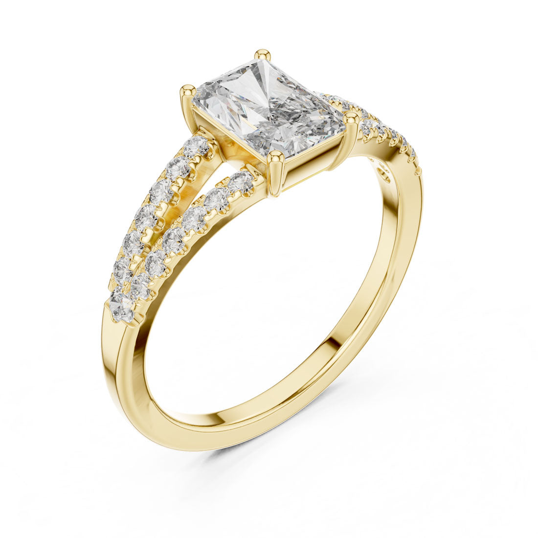 1.29 Ct. Radiant Cut Split Shank Diamond Ring (9#10009L_21)