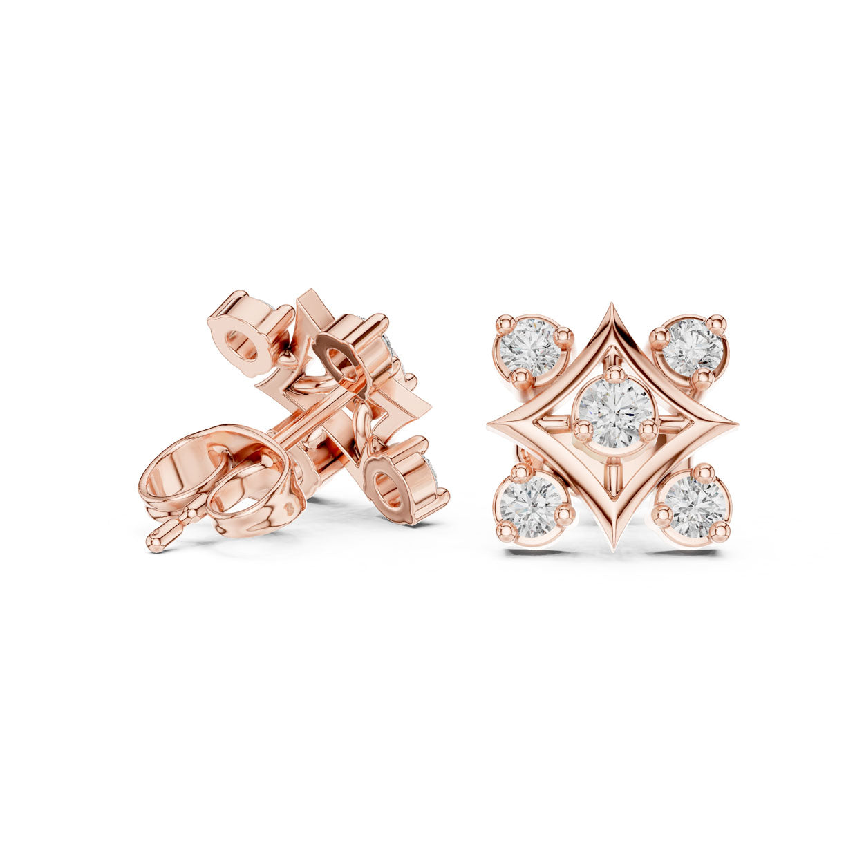 .33 Ct. Round Diamond Geometric Cluster Earrings (9#10012E) 9