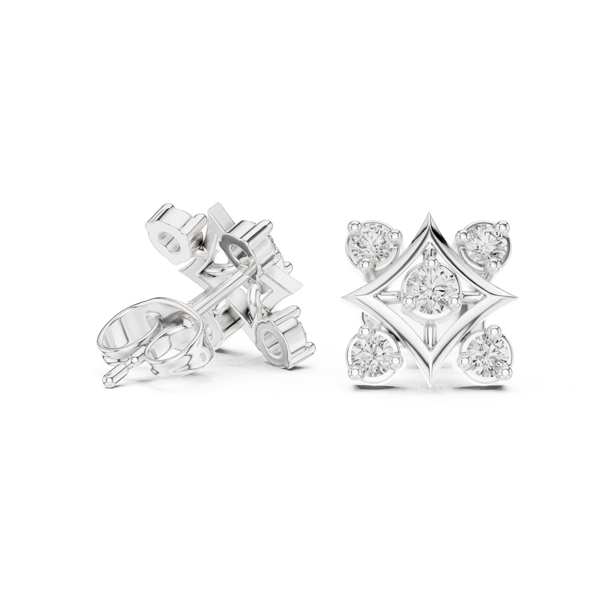 .33 Ct. Round Diamond Geometric Cluster Earrings (9#10012E) 10