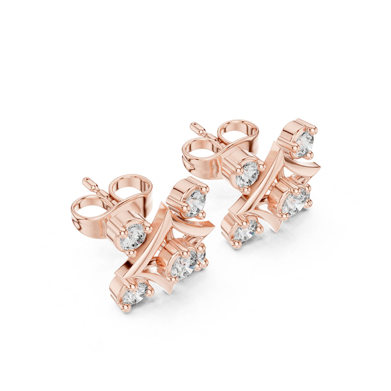 .33 Ct. Round Diamond Geometric Cluster Earrings (9#10012E) 8