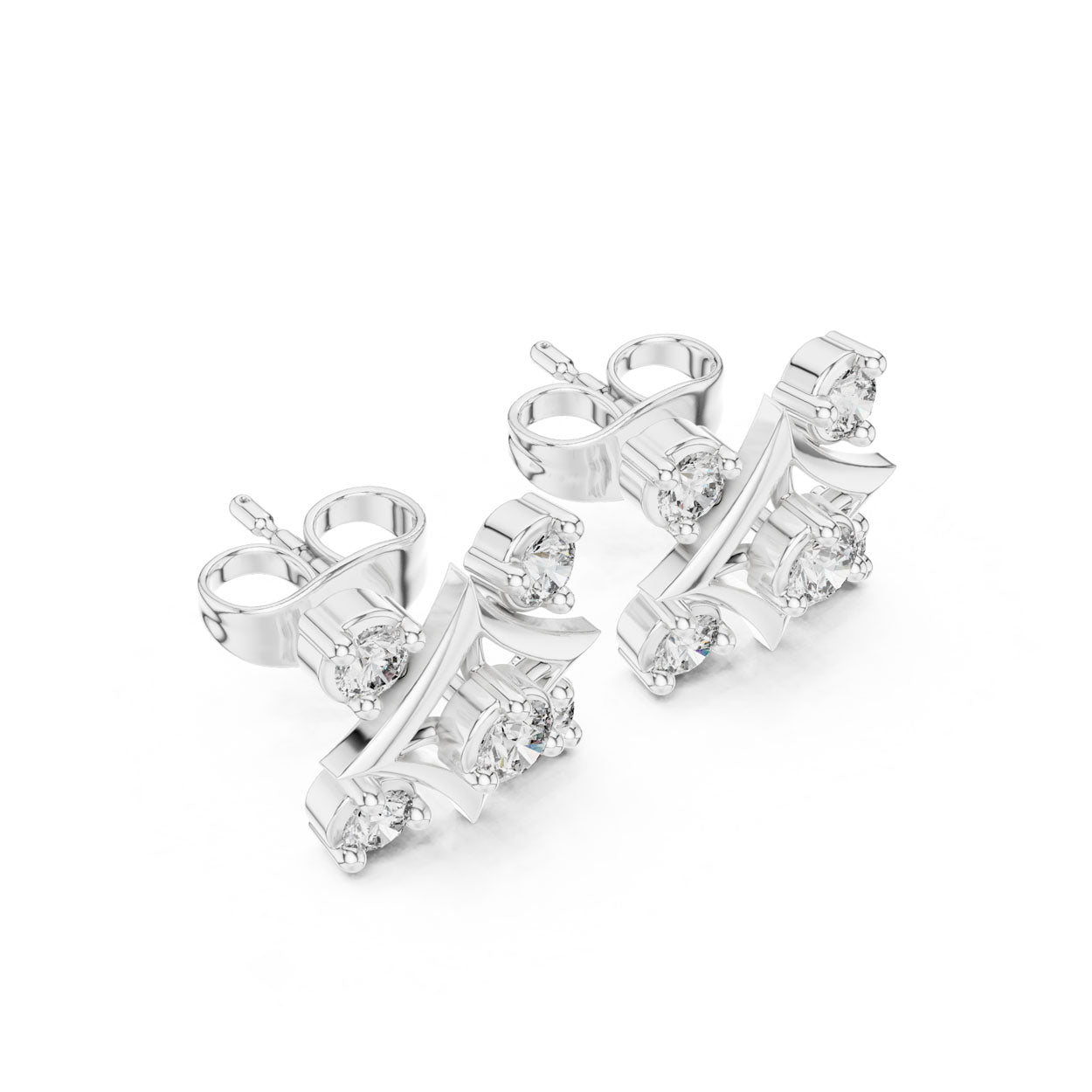 .33 Ct. Round Diamond Geometric Cluster Earrings (9#10012E) 6