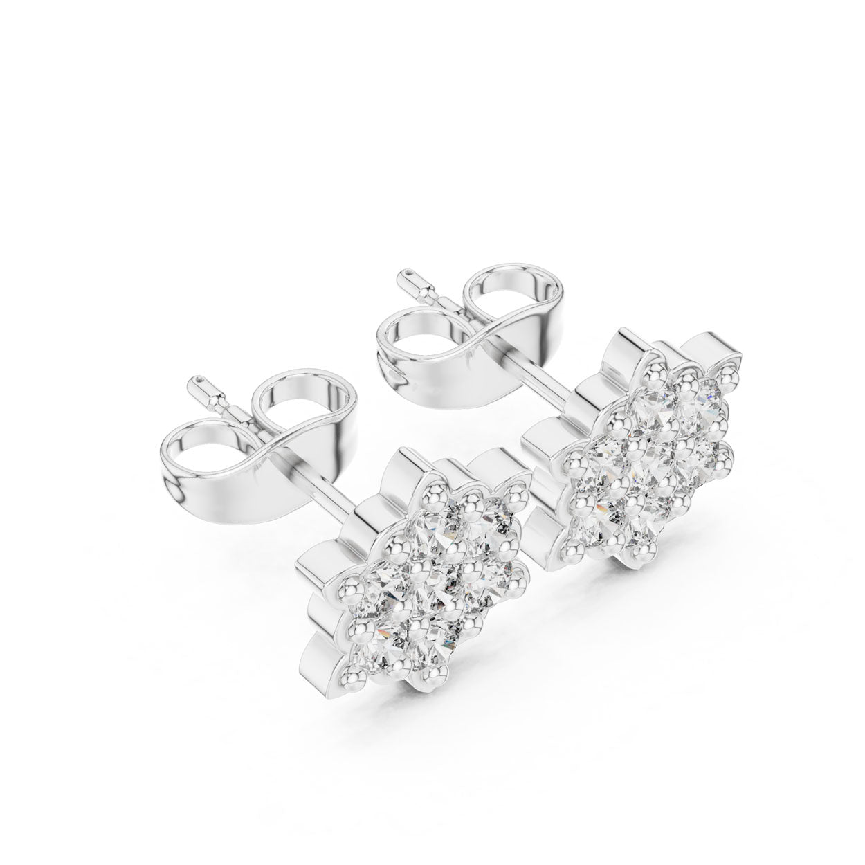 .64 Ct. Round Diamond Snowflake Cluster Earrings (9#10031E) 5