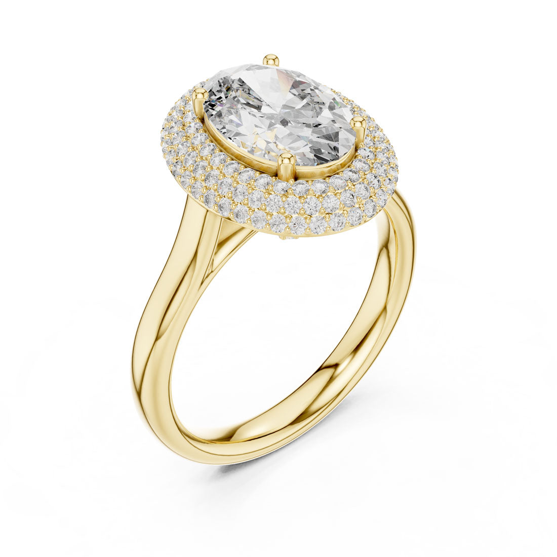 2.50 Ct. Oval Diamond Triple Halo Ring with Hidden Diamond Set Gallery (9#10038L_SS14)