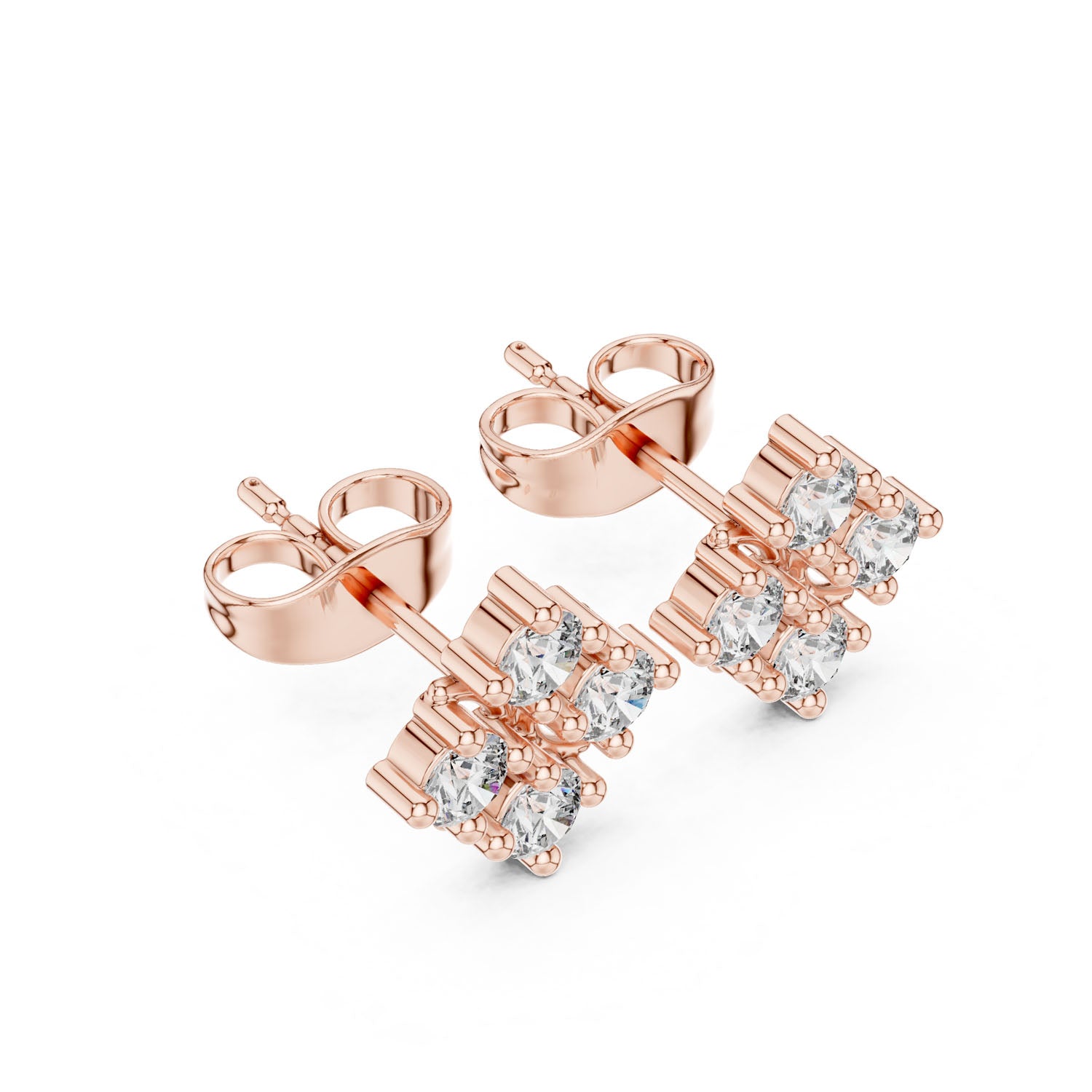 .50 Ct. Diamond Cluster Earrings with Geometric Floral Design (9#10053E)